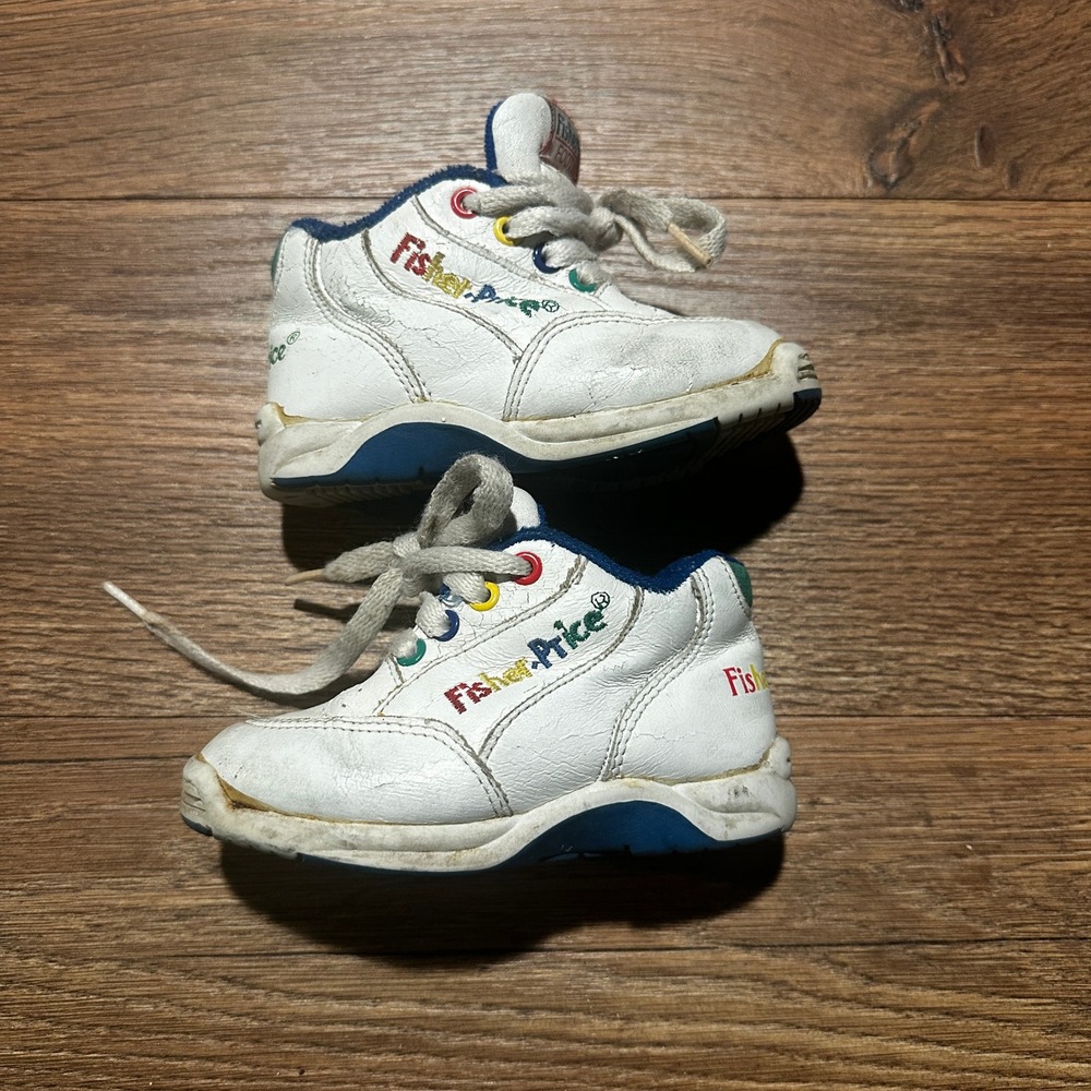 Vintage Fisher Price White Multi Sneakers Kids Size 5 T36-D 587329